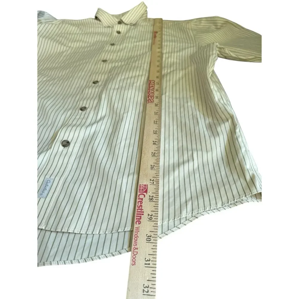 Cabelas Outfitter Series‎ Long Sleeve Shirt Mens Large Beige Button Down Striped